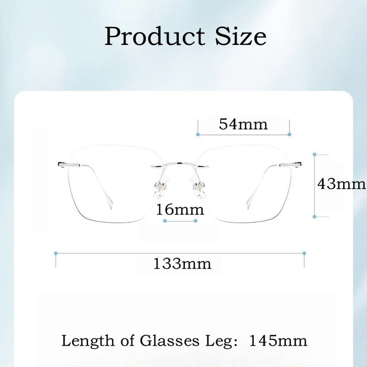 Yimaruili Unisex Rimless Square Titanium Eyeglasses 1912ti Rimless Yimaruili Eyeglasses