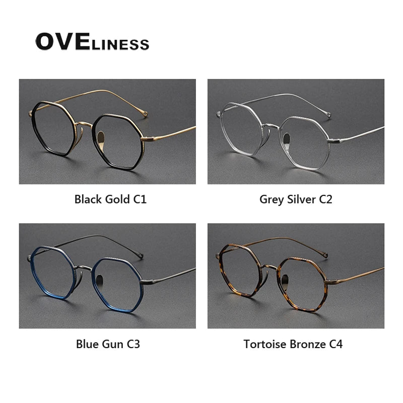Oveliness Unisex Full Rim Polygon Titanium Acetate Eyeglasses O7311 Full Rim Oveliness
