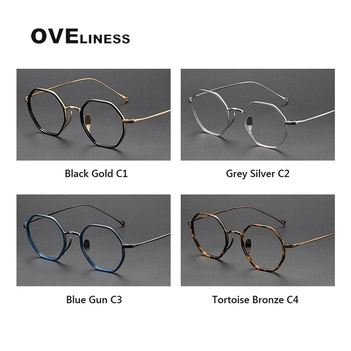 Oveliness Unisex Full Rim Polygon Titanium Acetate Eyeglasses O7311 Full Rim Oveliness