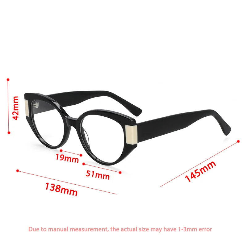 CCspace Unisex Full Rim Cat Eye Acetate Titanium Eyeglasses 57203 Full Rim CCspace
