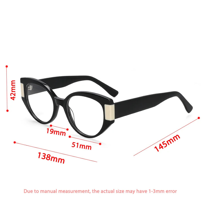 CCspace Unisex Full Rim Cat Eye Acetate Titanium Eyeglasses 57203 Full Rim CCspace