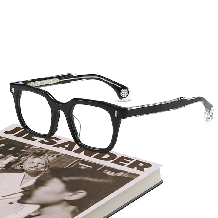 Black Mask Unisex Full Rim Square Thick Acetate Eyeglasses 63475