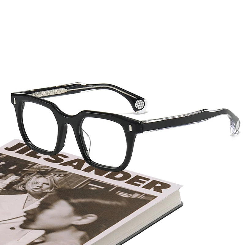 Black Mask Unisex Full Rim Square Acetate Eyeglasses 75rx Full Rim Black Mask   