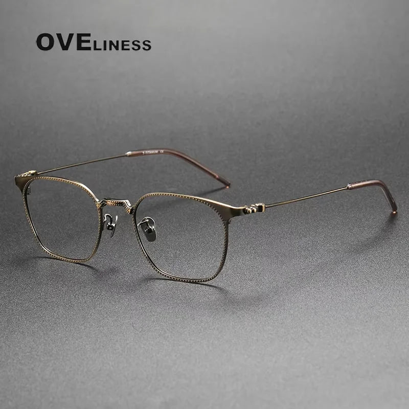 Oveliness Men's Full Rim Polygon Square Titanium Eyeglasses 67162
