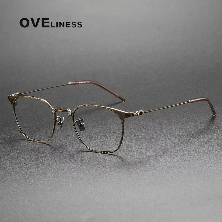 Oveliness Men's Full Rim Polygon Square Titanium Eyeglasses 67162