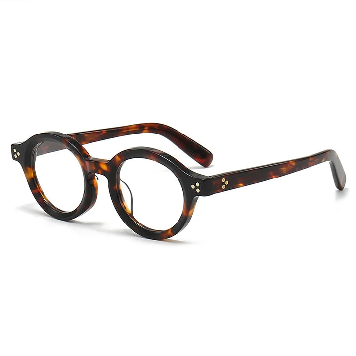 Black Mask Unisex Full Rim Round Thick Acetate Eyeglasses 94148 Full Rim Black Mask Tortoise