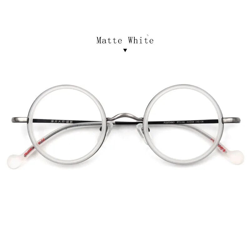 Hdcrafter Unisex Full Rim Round Titanium Eyeglasses Ft2381 Full Rim Hdcrafter Eyeglasses Matte-White