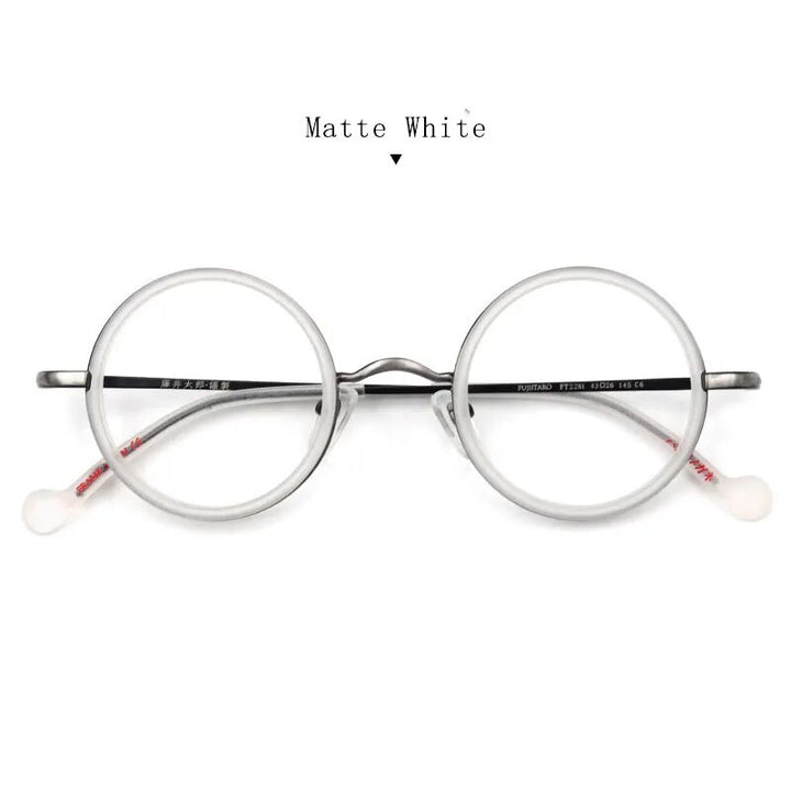 Hdcrafter Unisex Full Rim Round Titanium Eyeglasses Ft2381 Full Rim Hdcrafter Eyeglasses Matte-White