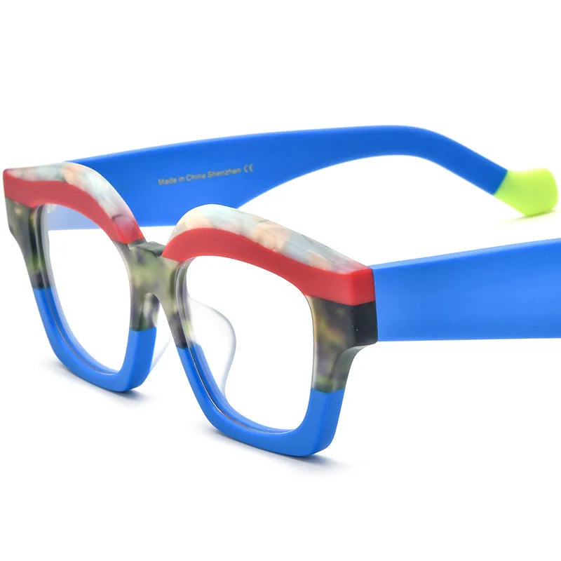 CCspace Unisex Full Rim Square Acetate Eyeglasses 57163 Full Rim CCspace Blue