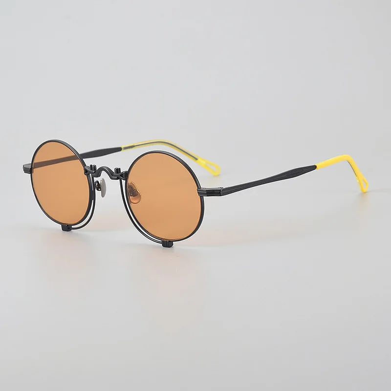 Black Mask Unisex Full Rim Round Titanium Polarized Sunglasses 10601 Sunglasses Black Mask Black As Shown