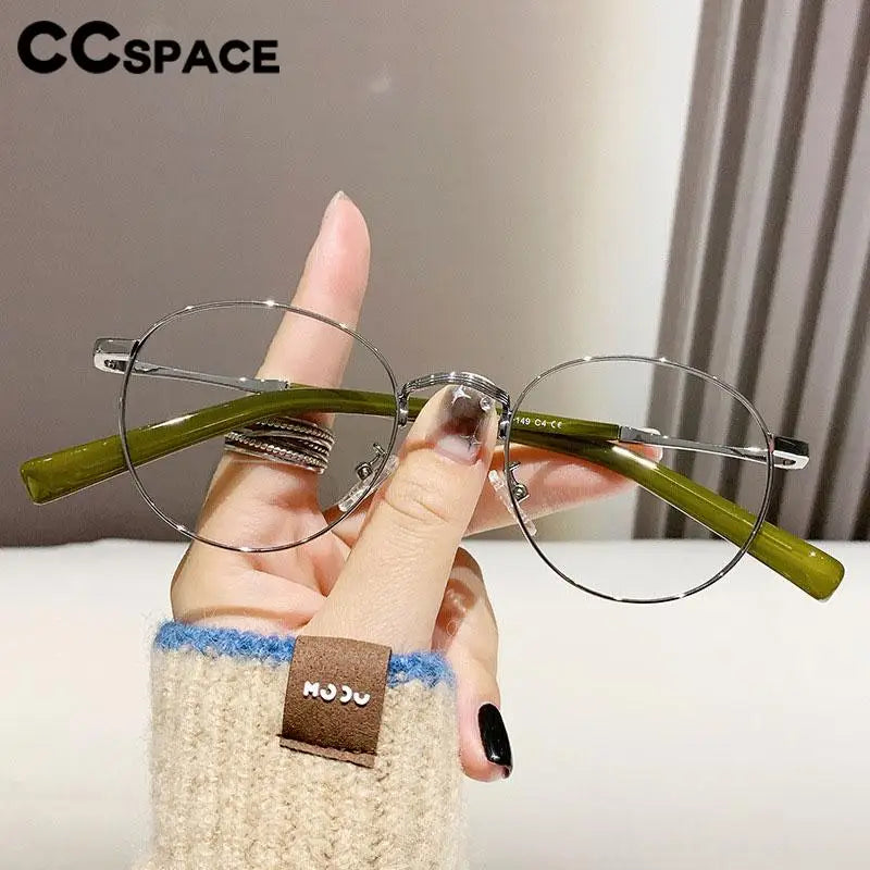 CCspace Unisex Full Rim Oval Alloy Acetate Eyeglasses 57243 Full Rim CCspace