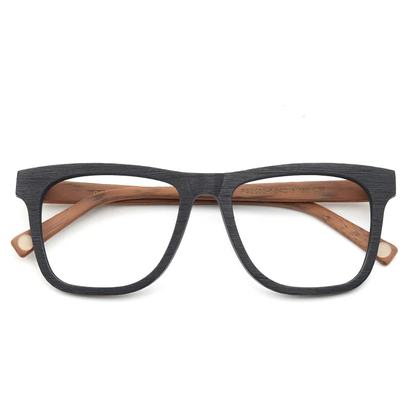 Hdcrafter Men's Full Rim Square Wood Eyeglasses 90891 Full Rim Hdcrafter Eyeglasses   