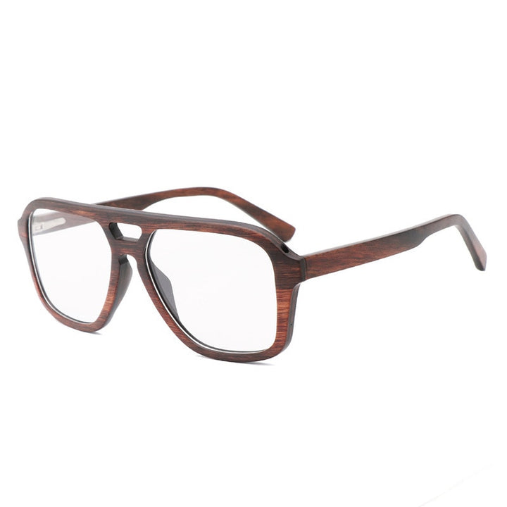 Hdcrafter Men's Full Rim Oval Double Bridge Wood Eyeglasses 5623 Full Rim Hdcrafter Eyeglasses Ebony frame