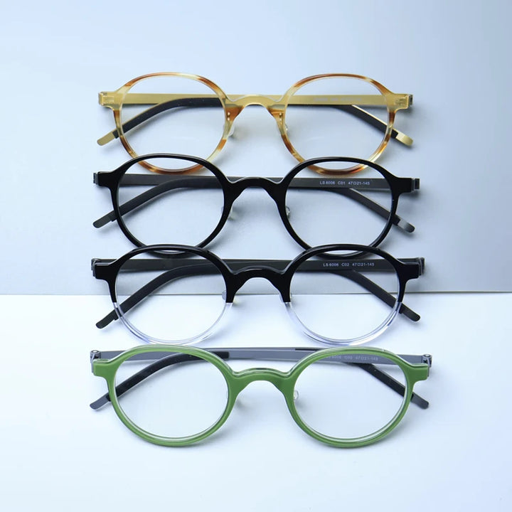 Gatenac Unisex Full Rim Round Screwless Acetate Eyeglasses Gxyj1452 Full Rim Gatenac