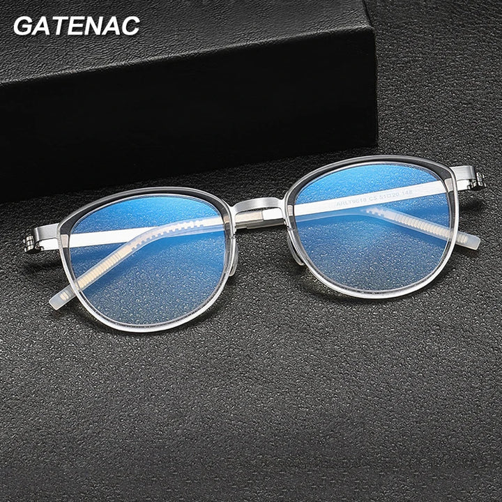 Gatenac Unisex Full Rim Round Acetate Eyeglasses Gxyj-1184 Full Rim Gatenac