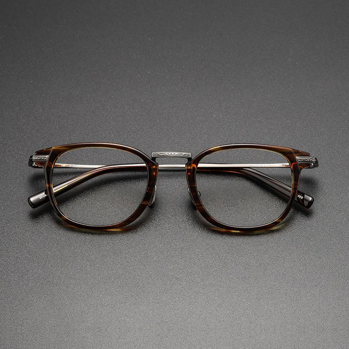 Black Mask Unisex Full Rim Titanium Acetate Square Eyeglasses G817 Full Rim Black Mask Tortoise