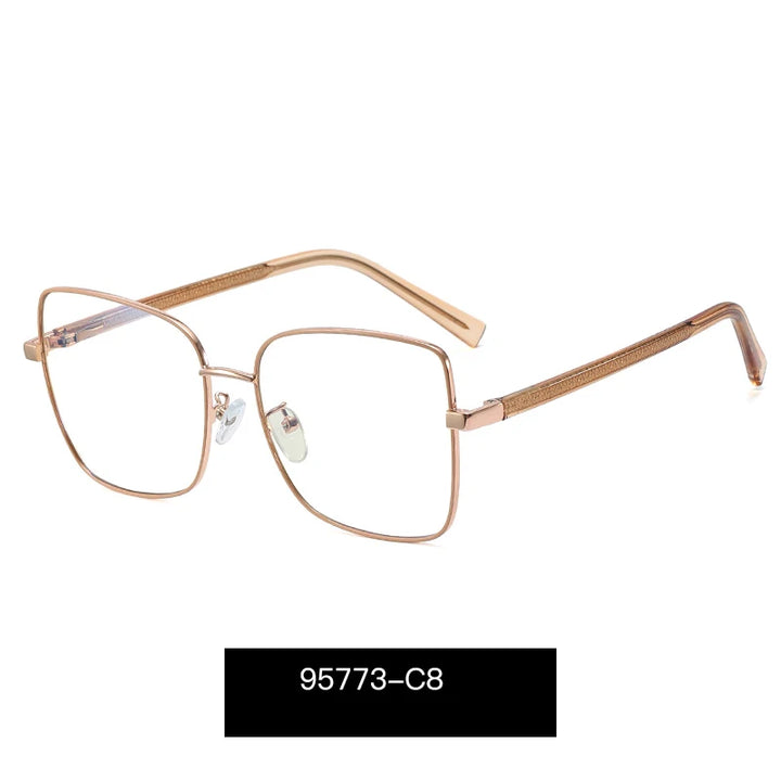 Handoer Women's Full Rim Square Alloy Spring Hinge Eyeglasses 95773