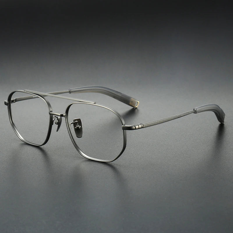 Muzz Unisex Full Rim Square Double Bridge Titanium Eyeglasses 910140