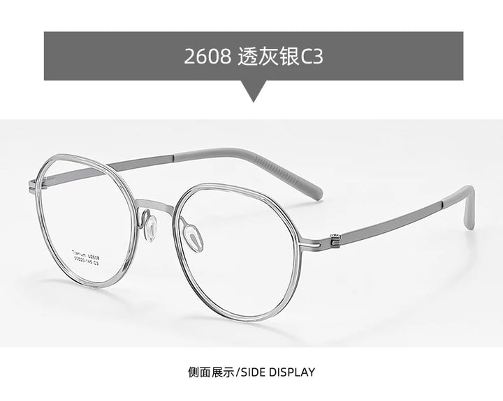 Reven Jate Unisex Full Rim Round Titanium Eyeglasses 2608 Full Rim Reven Jate