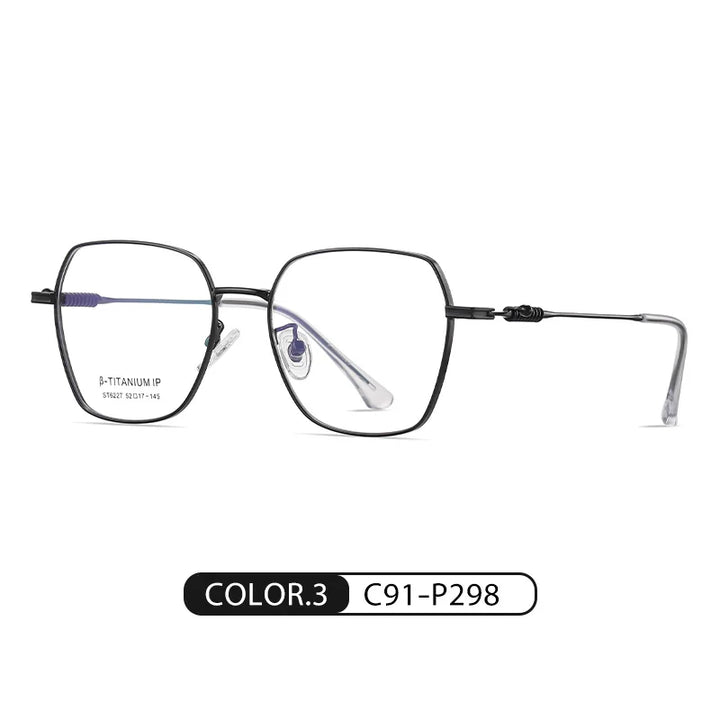 Reven Jate Women's Full Rim Flat Top Polygon Titanium Eyeglasses 6227 Full Rim Reven Jate C91