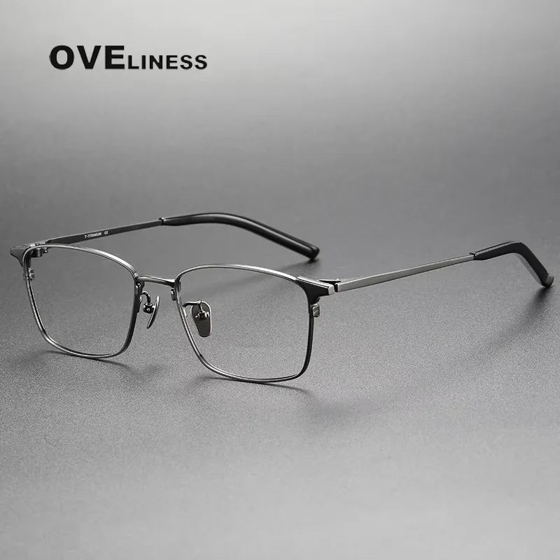 Oveliness Women's Full Rim Polygon Square Titanium Eyeglasses 74961 Full Rim Oveliness gun black