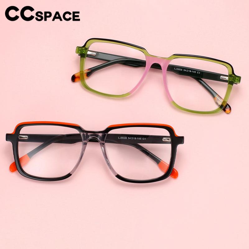 CCspace Unisex Full Rim Square Acetate Eyeglasses 56549 Full Rim CCspace