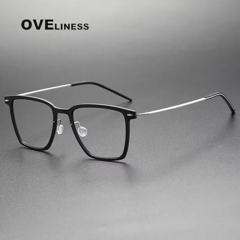 Oveliness Women's Full Rim Square Acetate Titanium Eyeglasses 16554