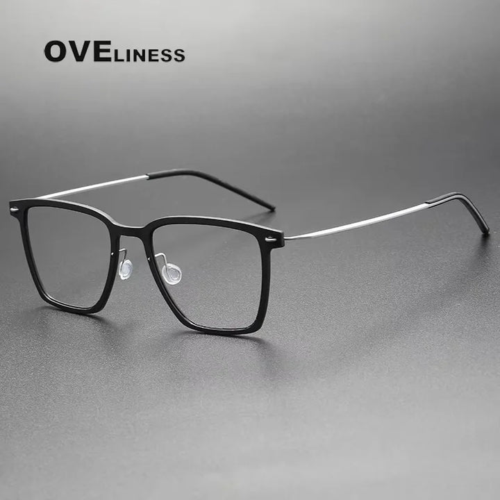 Oveliness Women's Full Rim Square Acetate Titanium Eyeglasses 16554