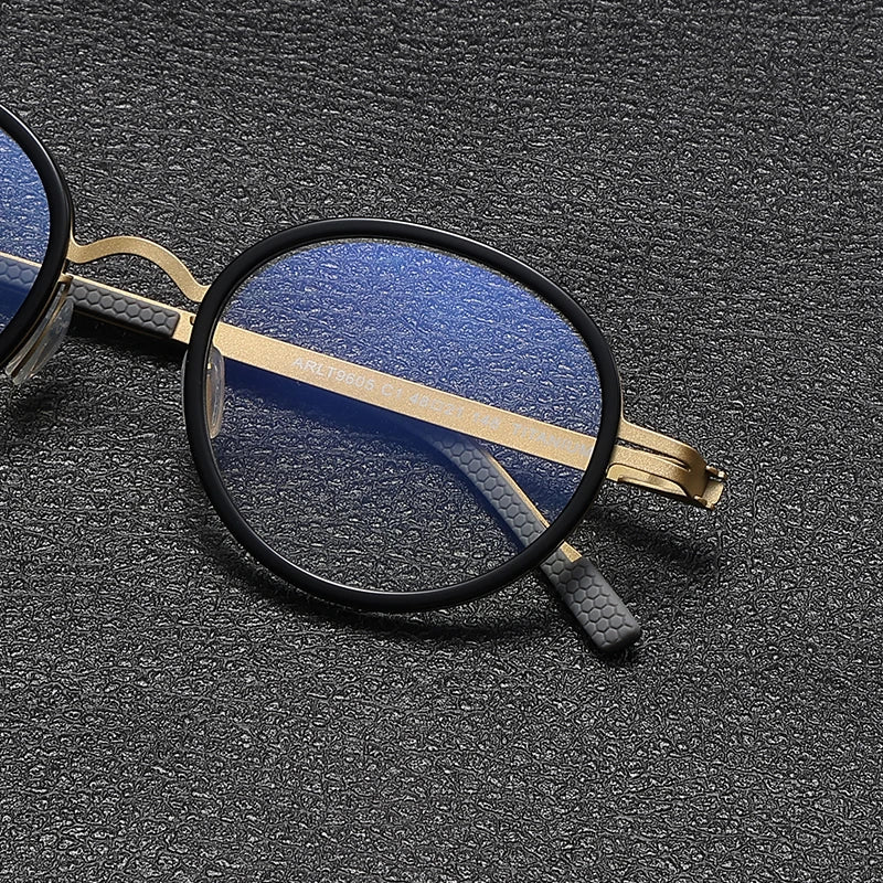 Gatenac Unisex Full Rim Round Titanium Eyeglasses Gxyj1154 Full Rim Gatenac