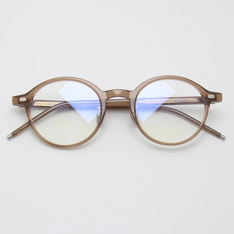 Black Mask Unisex Full Rim Round Acetate Eyeglasses 49205 Full Rim Black Mask Tawny