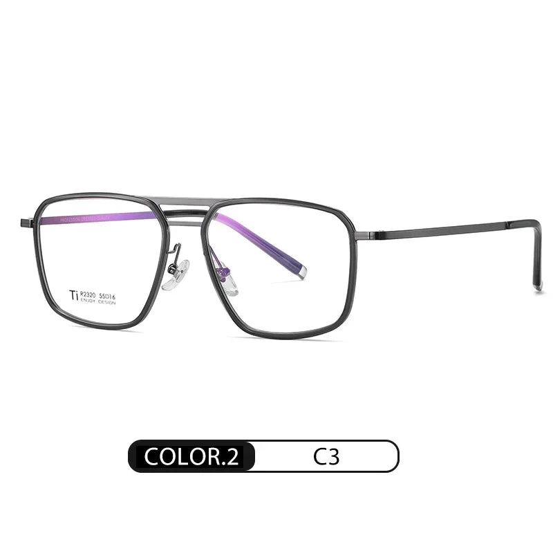 Hotony Unisex Full Rim Square Double Bridge Titanium Acetate Eyeglasses 72320 Full Rim Hotony C3
