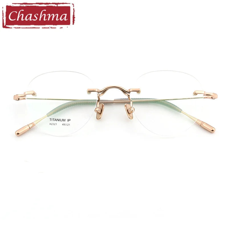 Chashma Ottica Unisex Rimless Octagon Round Titanium Eyeglasses 2321 Rimless Chashma Ottica