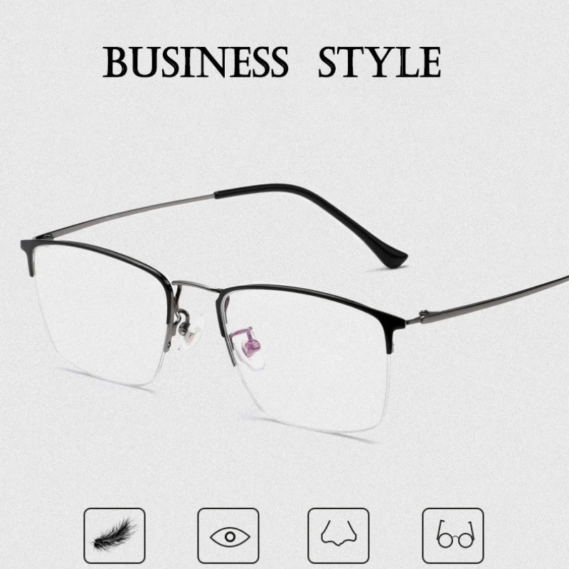 Hotochki Men's Semi Rim Square Titanium Eyeglasses 8017 Semi Rim Hotochki