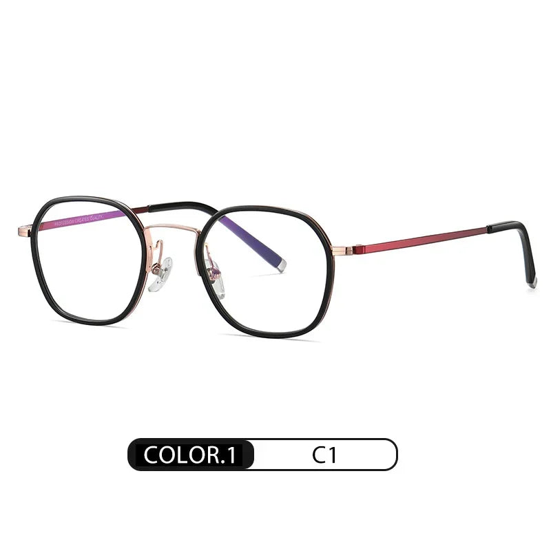 Hotony Women's Full Rim Oval Square Titanium Acetate Eyeglasses 72322 Full Rim Hotony C1