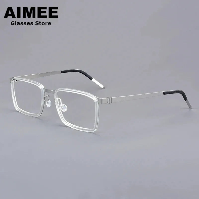 Aimee Unisex Full Rim Square Screwless Titanium Eyeglasses 49711