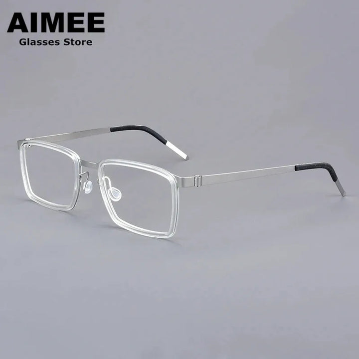 Aimee Unisex Full Rim Square Screwless Titanium Eyeglasses 49711