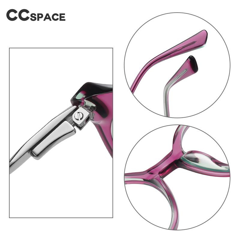CCspace Women's Full Rim Square Cat Eye Spring Hinge Acetate Alloy Eyeglasses 56241 Full Rim CCspace