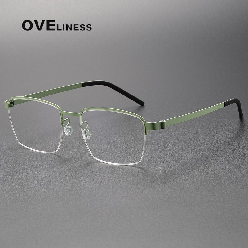 Oveliness Unisex Full Rim Square Titanium Eyeglasses 7426 Full Rim Oveliness green