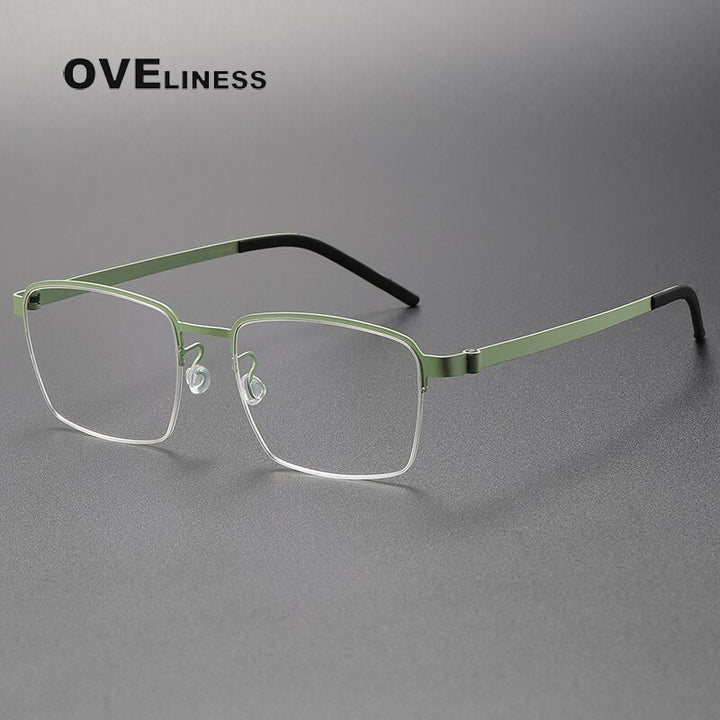 Oveliness Unisex Full Rim Square Titanium Eyeglasses 7426 Full Rim Oveliness green