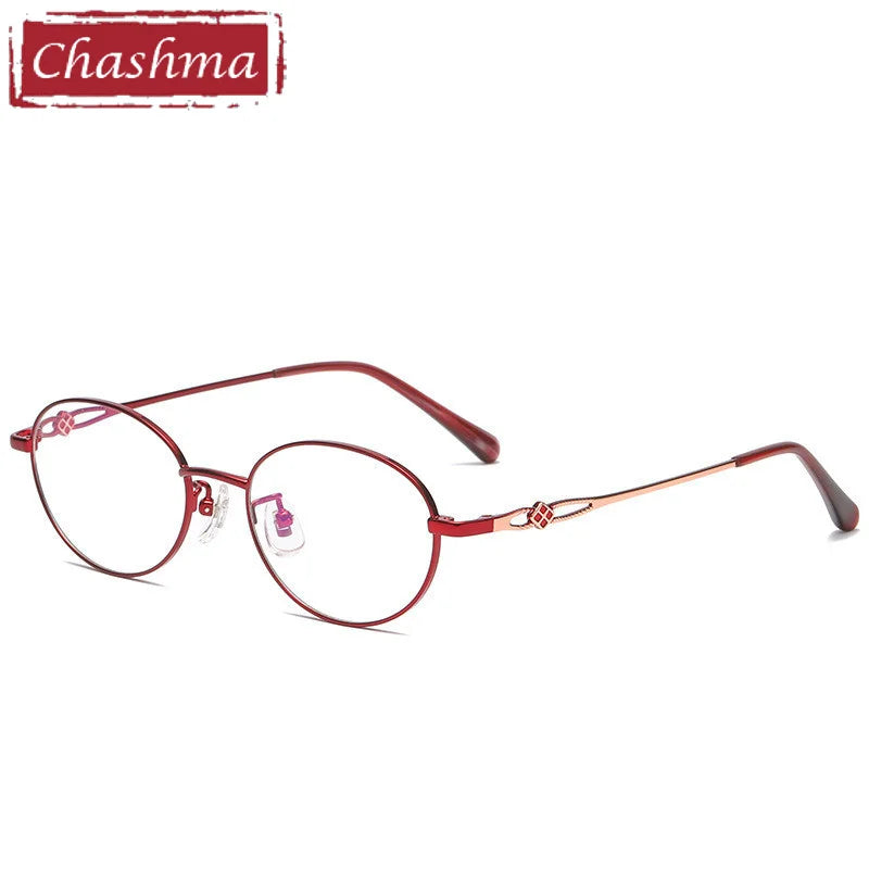 Chashma Ottica Unisex Full Rim Oval Titanium Eyeglasses 391 Full Rim Chashma Ottica Red  