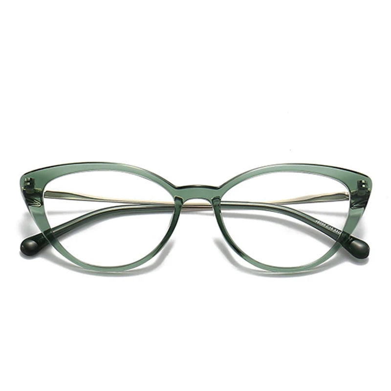 Hdcrafter Unisex Full Rim Oval Cat Eye Acetate Eyeglasses 48099 Full Rim Hdcrafter Eyeglasses Green