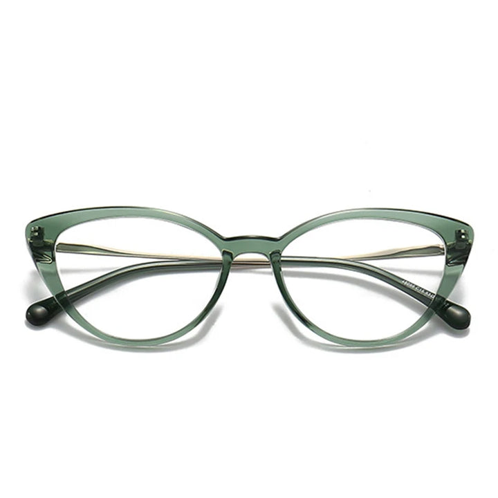 Hdcrafter Unisex Full Rim Oval Cat Eye Acetate Eyeglasses 48099 Full Rim Hdcrafter Eyeglasses Green