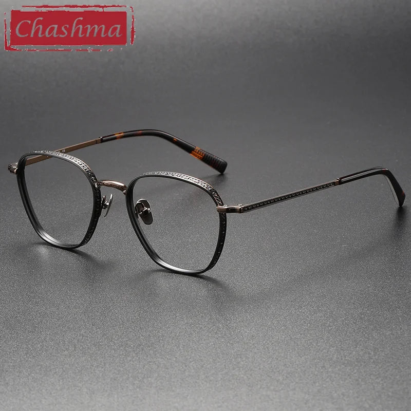 Chashma Ottica Unisex Full Rim Oval Titanium Eyeglasses 3101 Full Rim Chashma Ottica Black Bronze
