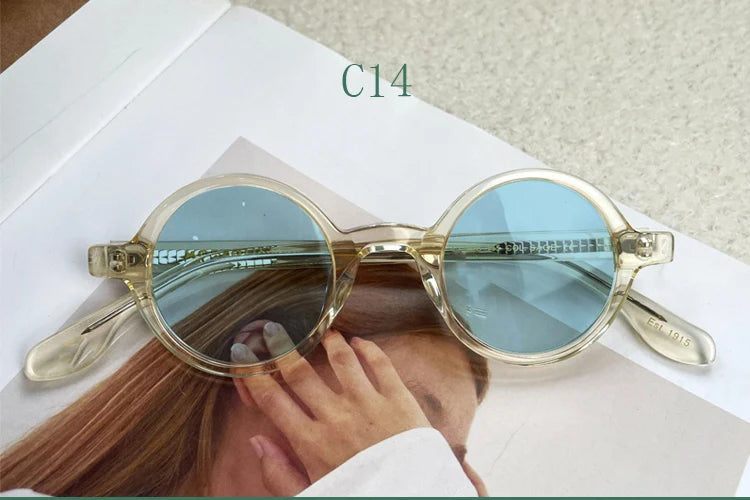 Yujo Unisex Full Rim Round Acetate Sunglasses 4225s Sunglasses Yujo C14 CHINA