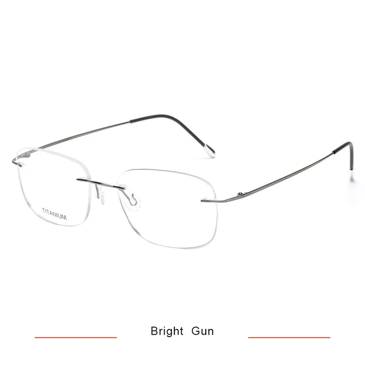 Brightzone Unisex Rimless Oval Square Titanium Eyeglasses 71610 Rimless Brightzone Bright Gun