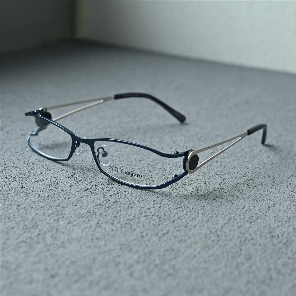 Cubojue Unisex Semi Rim Oval Rectangle Alloy Eyeglasses U607 Semi Rim Cubojue