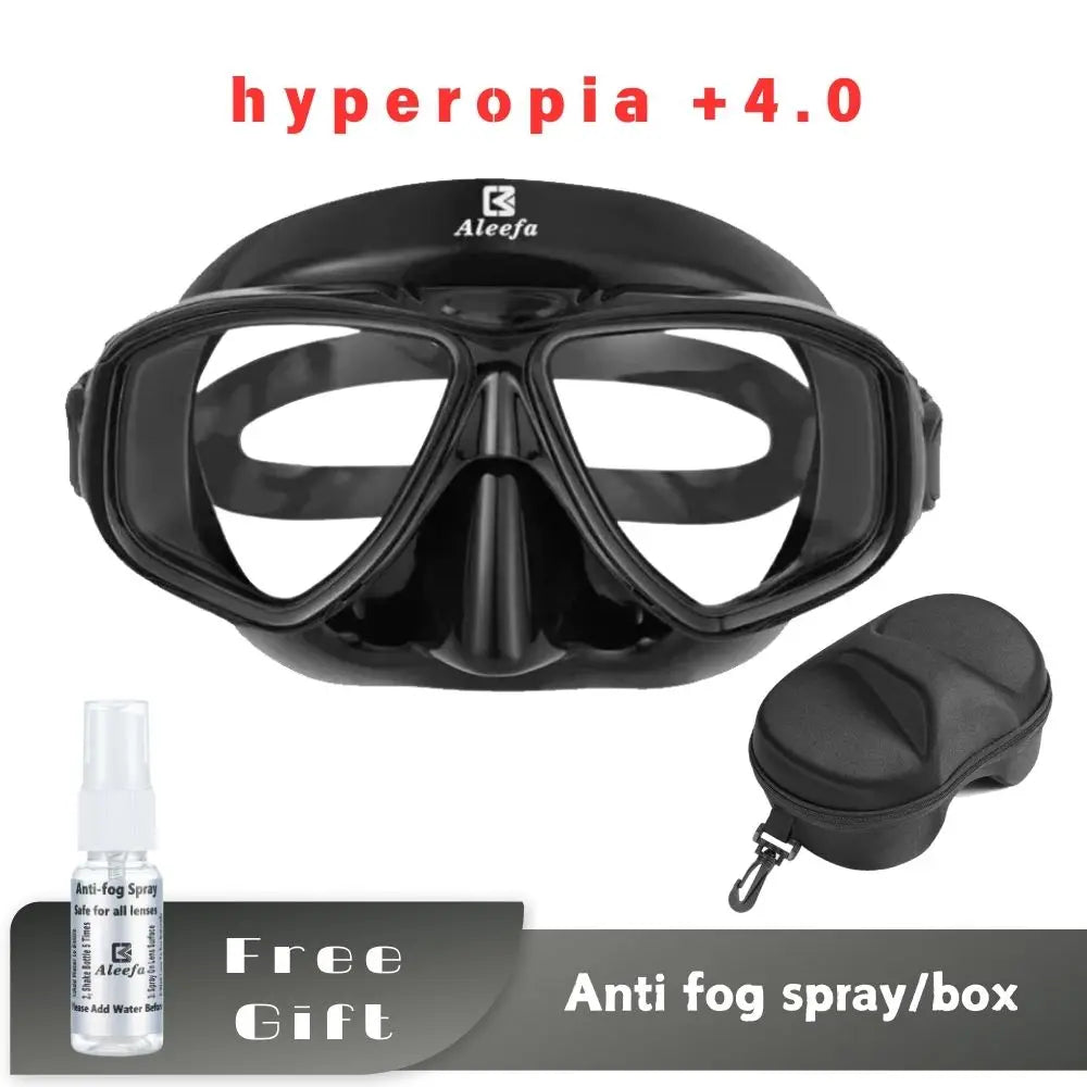 Aleefa Unisex Goggle Pc Tempered Glass Hyperopic Swim Mask 32027