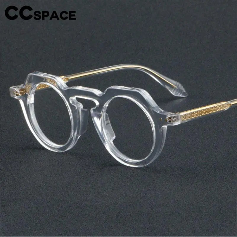 CCspace Women's Full Rim Flat Top Round Acetate Eyeglasses 56936 Full Rim CCspace