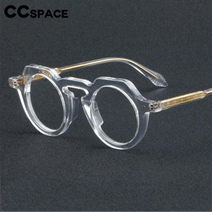 CCspace Women's Full Rim Flat Top Round Acetate Eyeglasses 56936 Full Rim CCspace