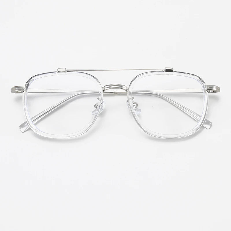 Xbora Unisex Full Rim Square Tr 90 Alloy Double Bridge Eyeglasses 44195